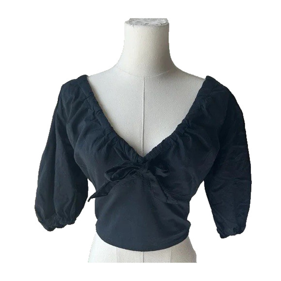 Abercrombie & Fitch Shirt Womens Medium Coquette Short Sleeve Feminine Blouse - Picture 1 of 11